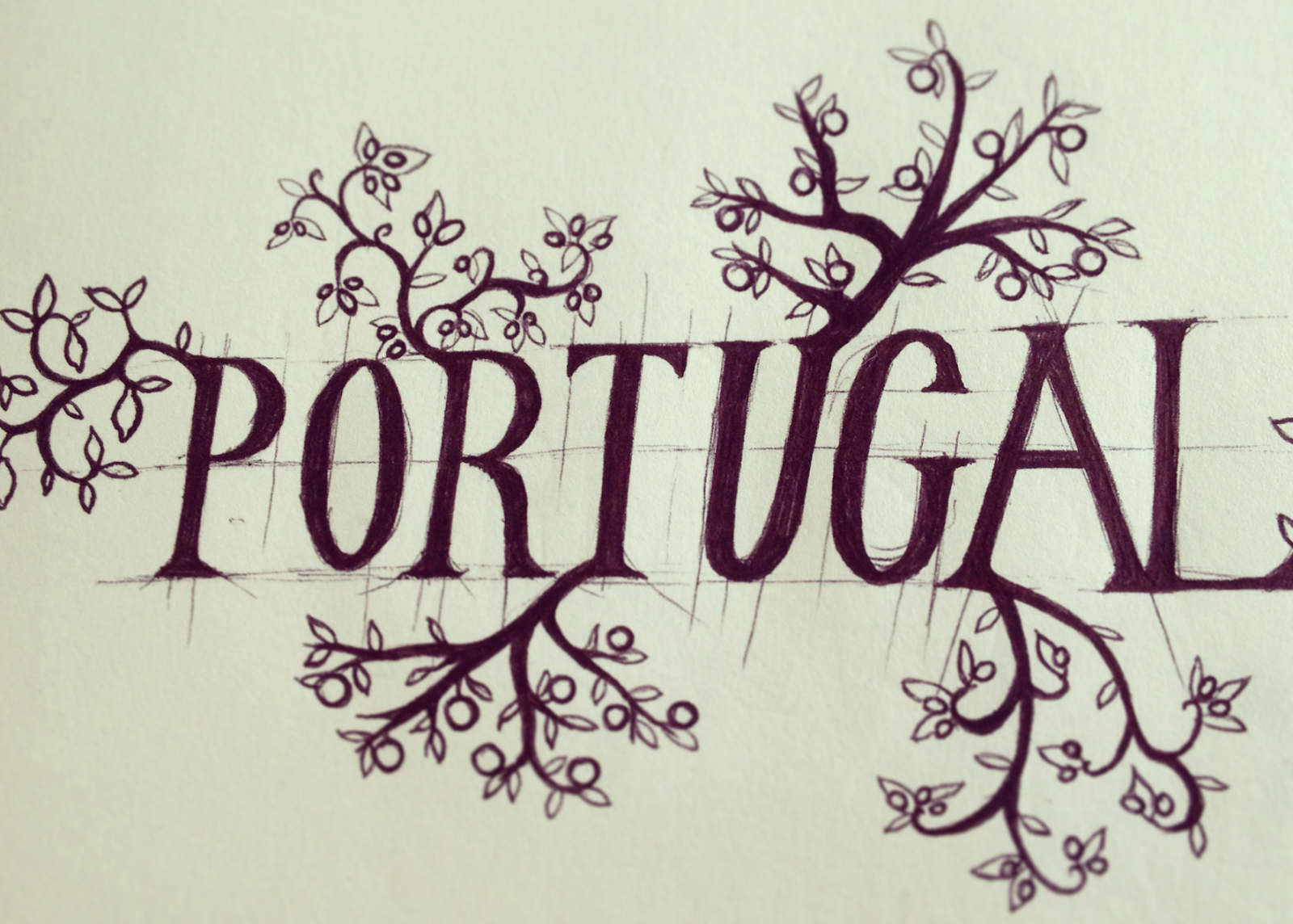Portugal biro trees sketch leaves lettering