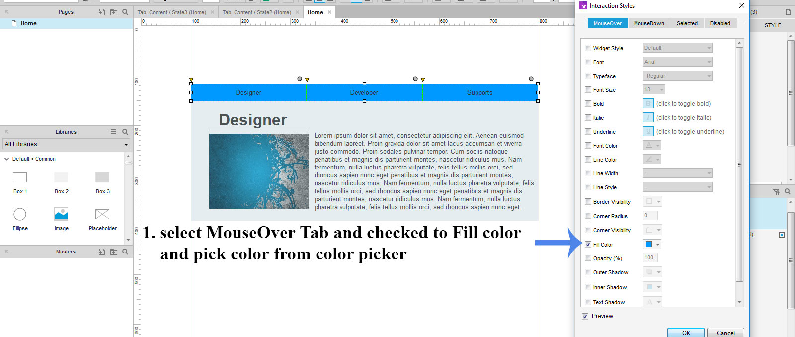 UI/UX Design: TAB CONTROL Using Axure RP 8