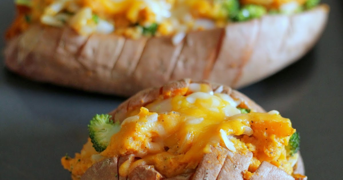 Brunch N' Cupcakes: {Broccoli and Cheese Twice Baked Sweet Potatoes}