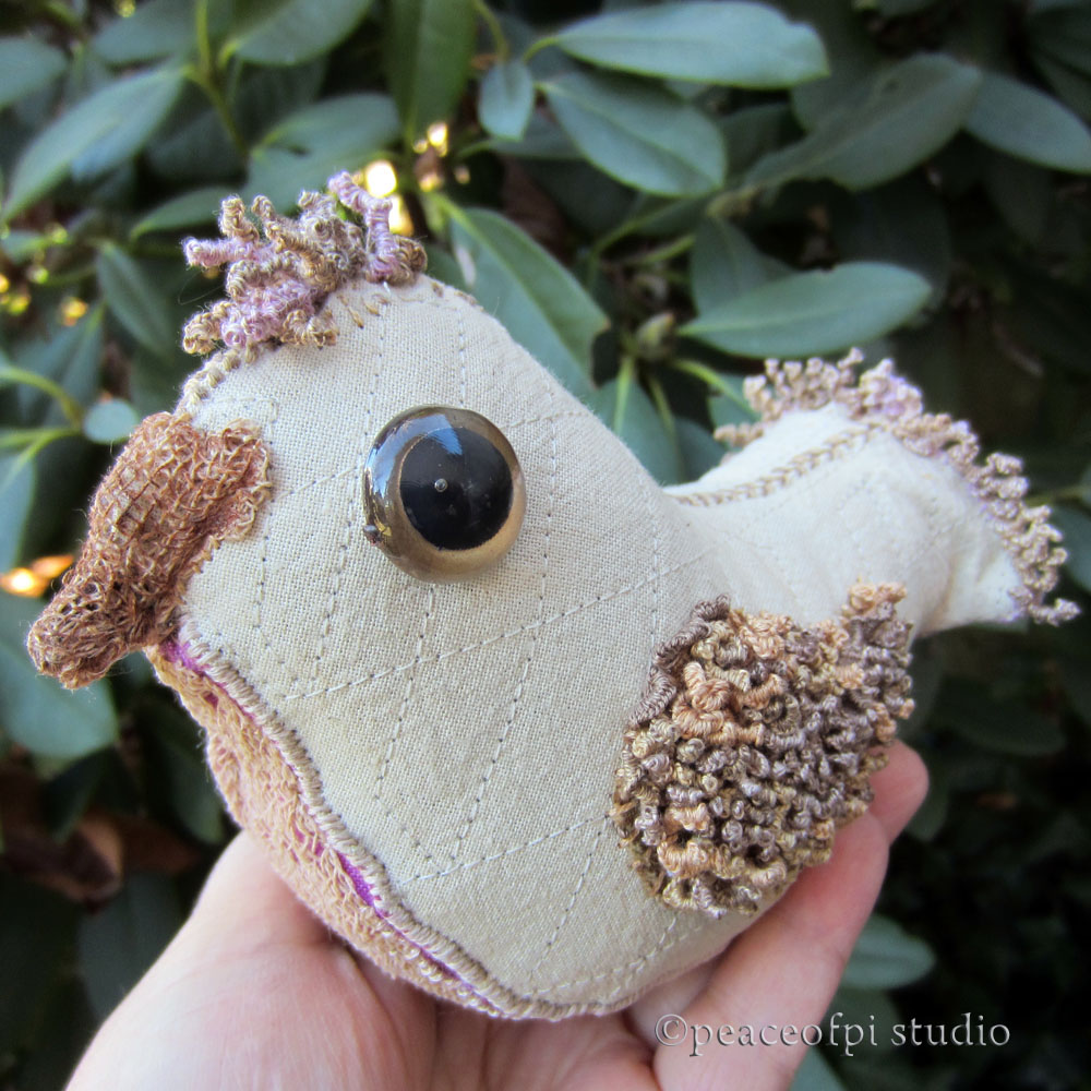 peaceofpi studio: Bird Soft Sculpture with Drizzle Stitch Hand Embroidery