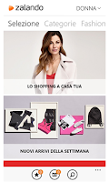 Screenshot App di Zalando per Windows Phone e Lumia