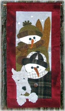Snow Kids Wool Applique Wallhanging 11" by 22"