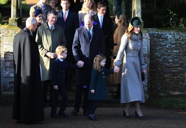 Kate Middleton, Princess Charlotte, Prince George, Princess Beatrice, Princess Eugenie, Countess of Wessex at Christmas Day