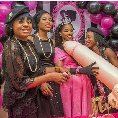  Photos: Nigerian bride presented with a giant inflatable penis shaped balloon at her bridal shower