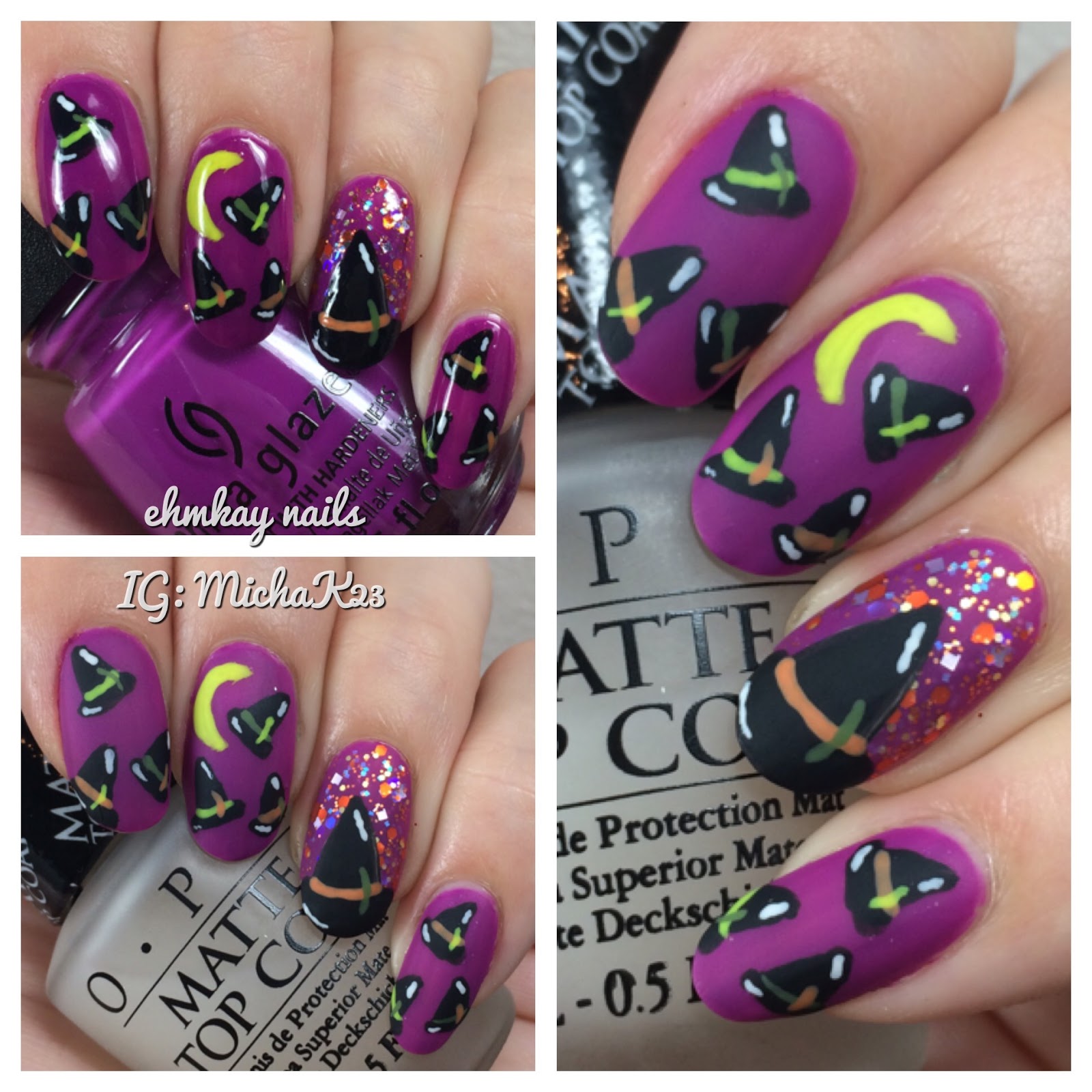 ehmkay nails Witch Hats Halloween Nail Art