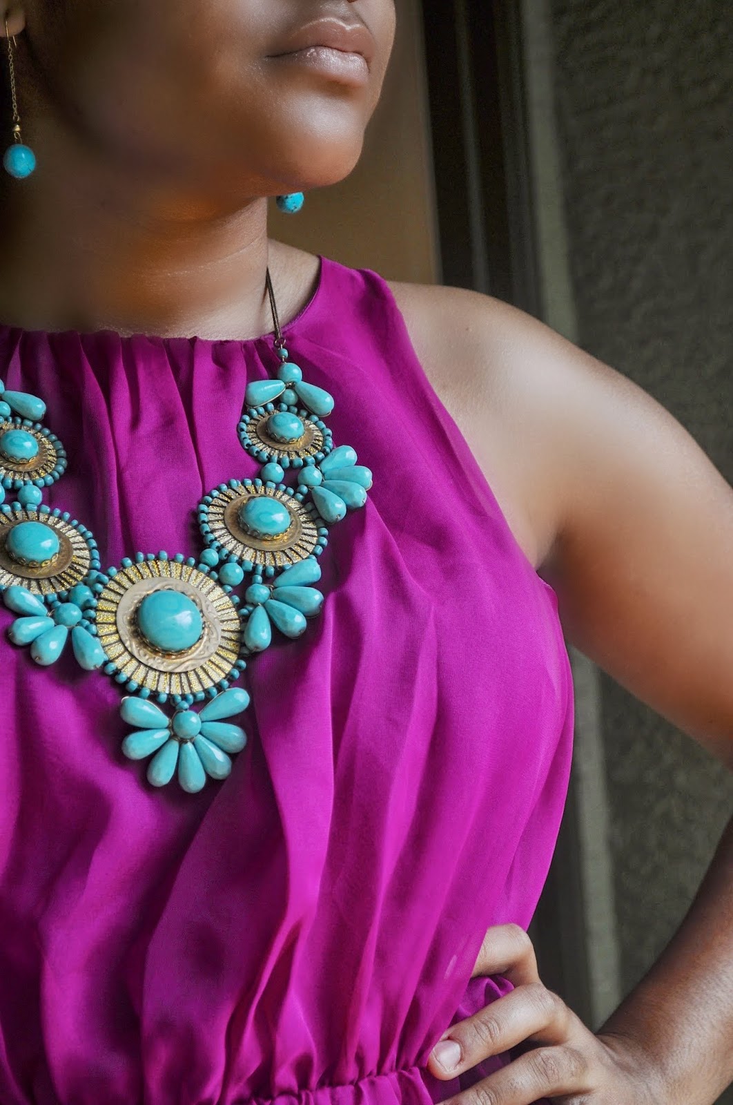 BLOGUST 26! Pinspired OOTD Fuschia Dress and Turquoise