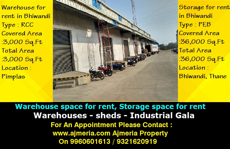 Bhiwandi Industrial Property For Sale Warehouse space for rent, Storage space for rent 36,000