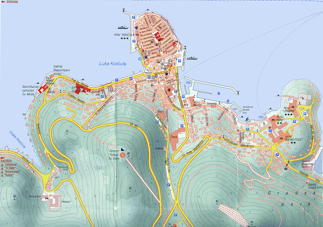 Mapa da cidade de Korcula – Croácia