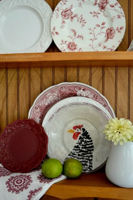 Rustic Farmhouse Plates on plate rack