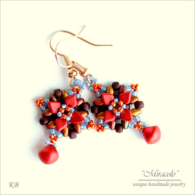 earrings with dragon scale beads, kolczyki z koralikam dragon scales