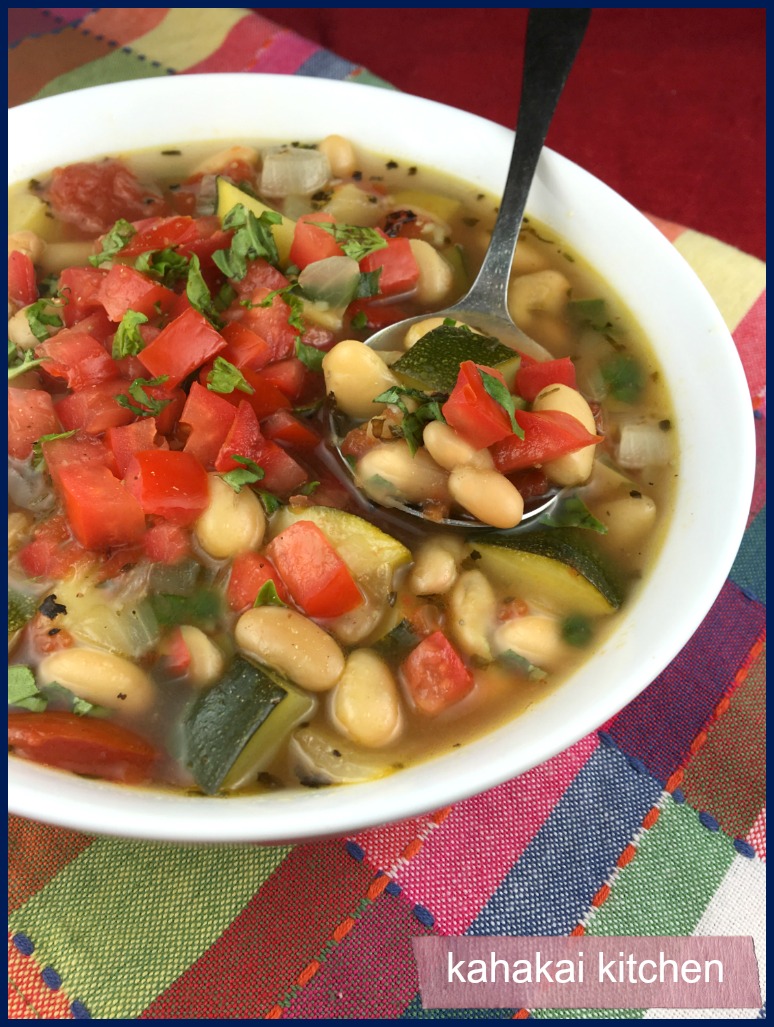 Kahakai Kitchen Summery Zucchini and White Bean Soup for Souper (Soup