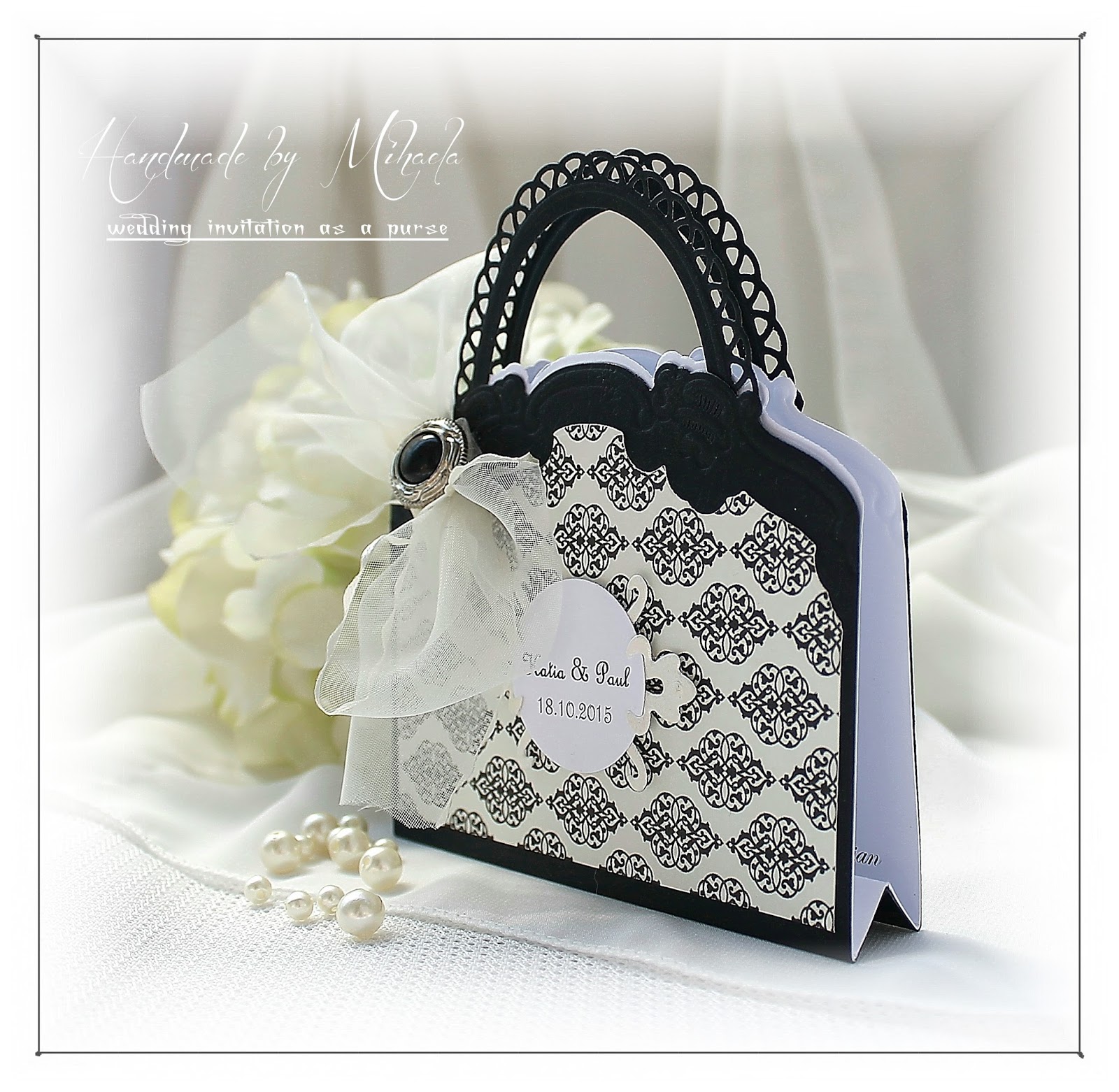 Handmade by Mihaela Wedding invitation as a purse