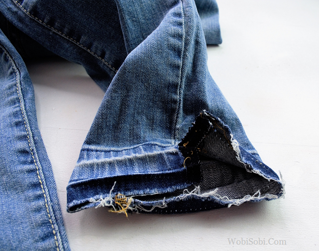 WobiSobi Edgy, Safety Pin Cuff Jeans DIY.