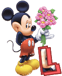 Alfabeto tintineante de Mickey con ramo de flores L.