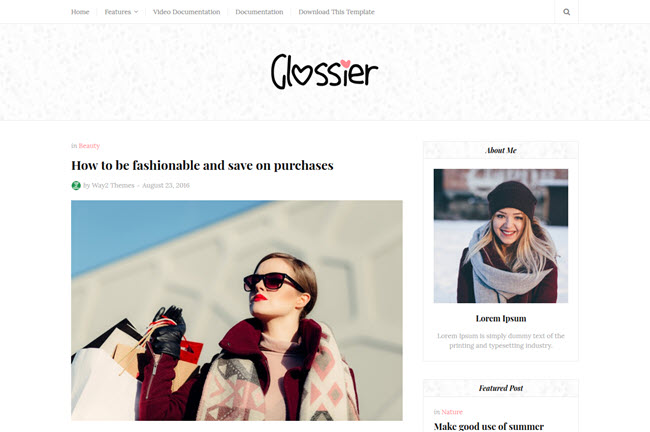 Glossier - Responsive Clean Blogger Template