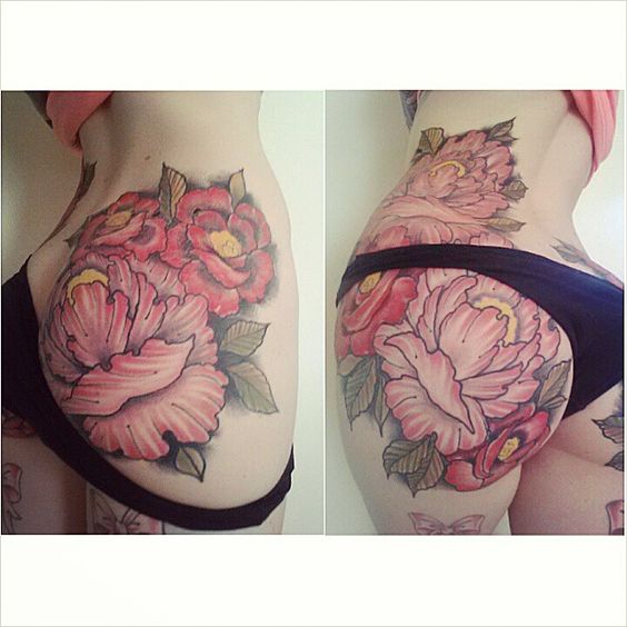 Stunning Flower Butt Tattoos For Women