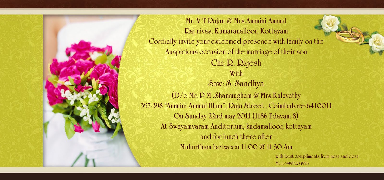 Rajesh R: Marriage Invitation