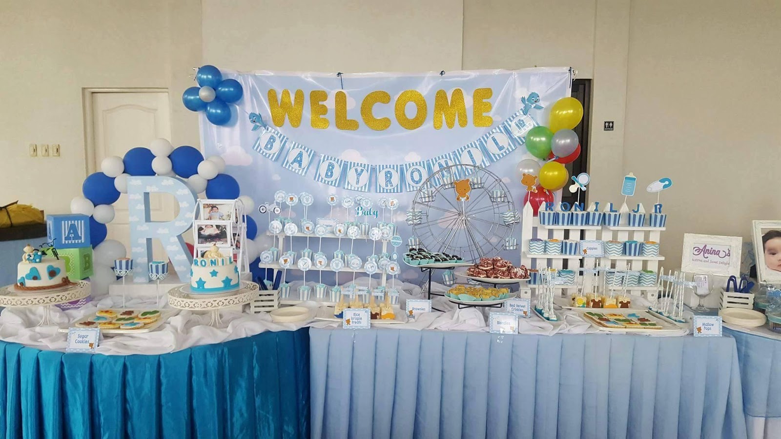 Blue Stripe Christening Setup Party Ideas