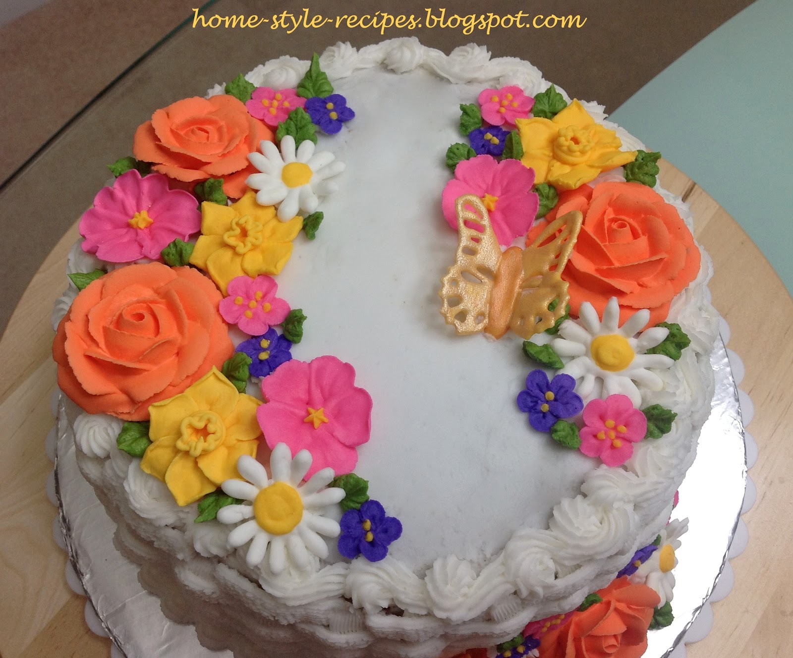 ShareARecipe Wilton Flowers and Cake design ( Course 2 ) Final cake