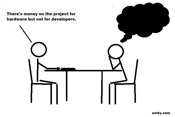 There's money on the project for hardware but not for developers.