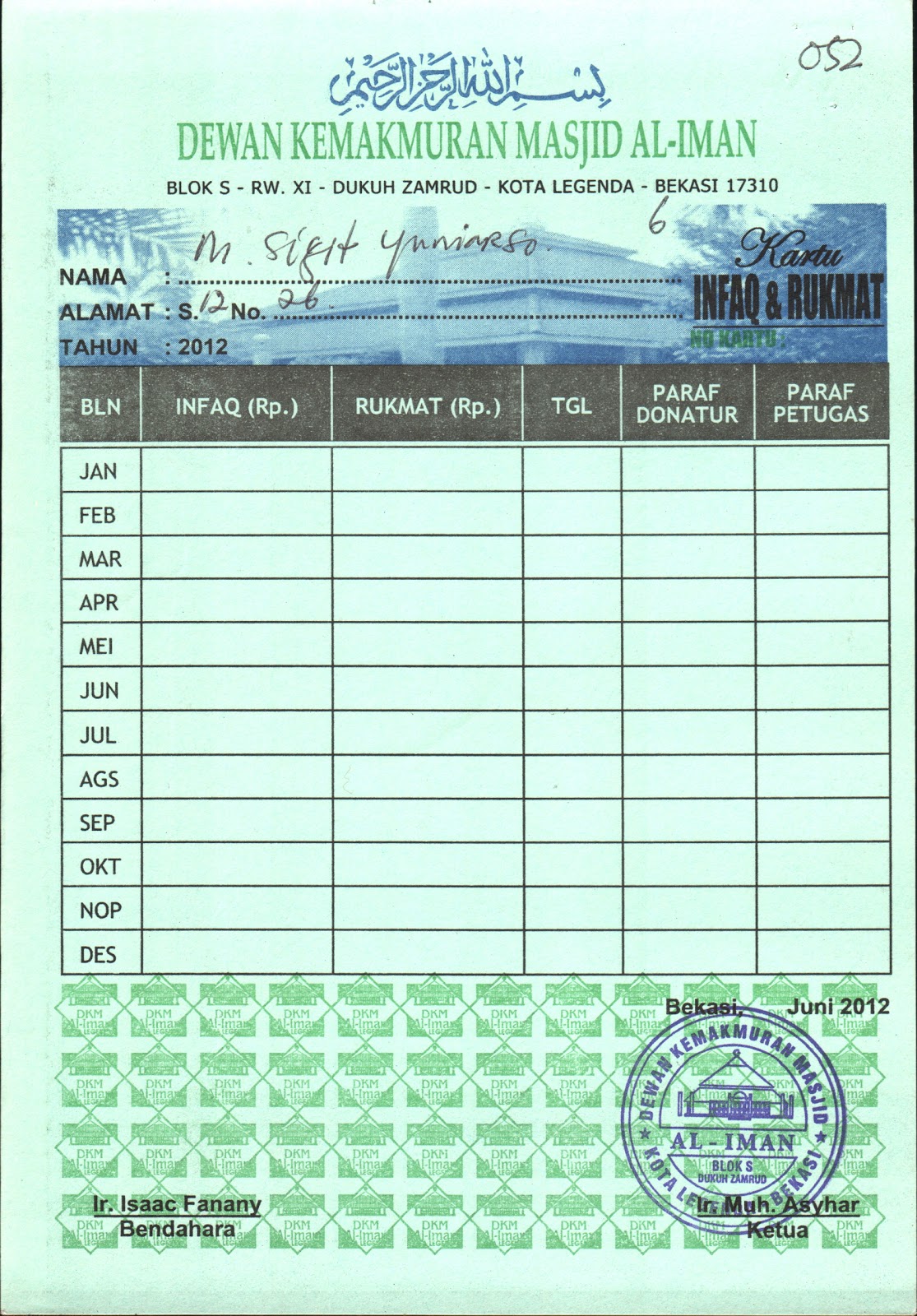 ZAMRUD BLOK S IURAN RUKMAT TAHUN 2012
