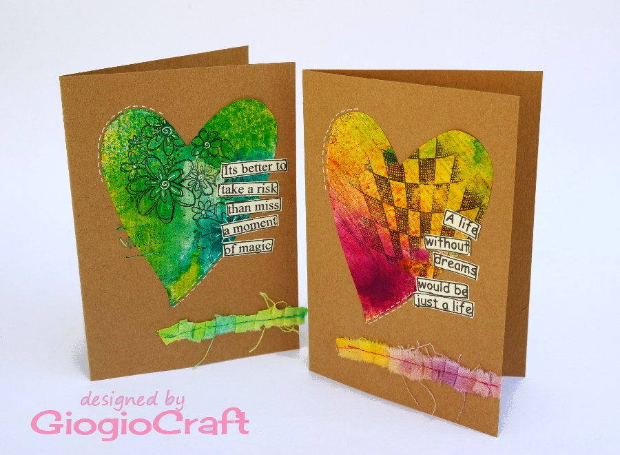 GiogioCraft Colourful Kraft Paper cards with fabric