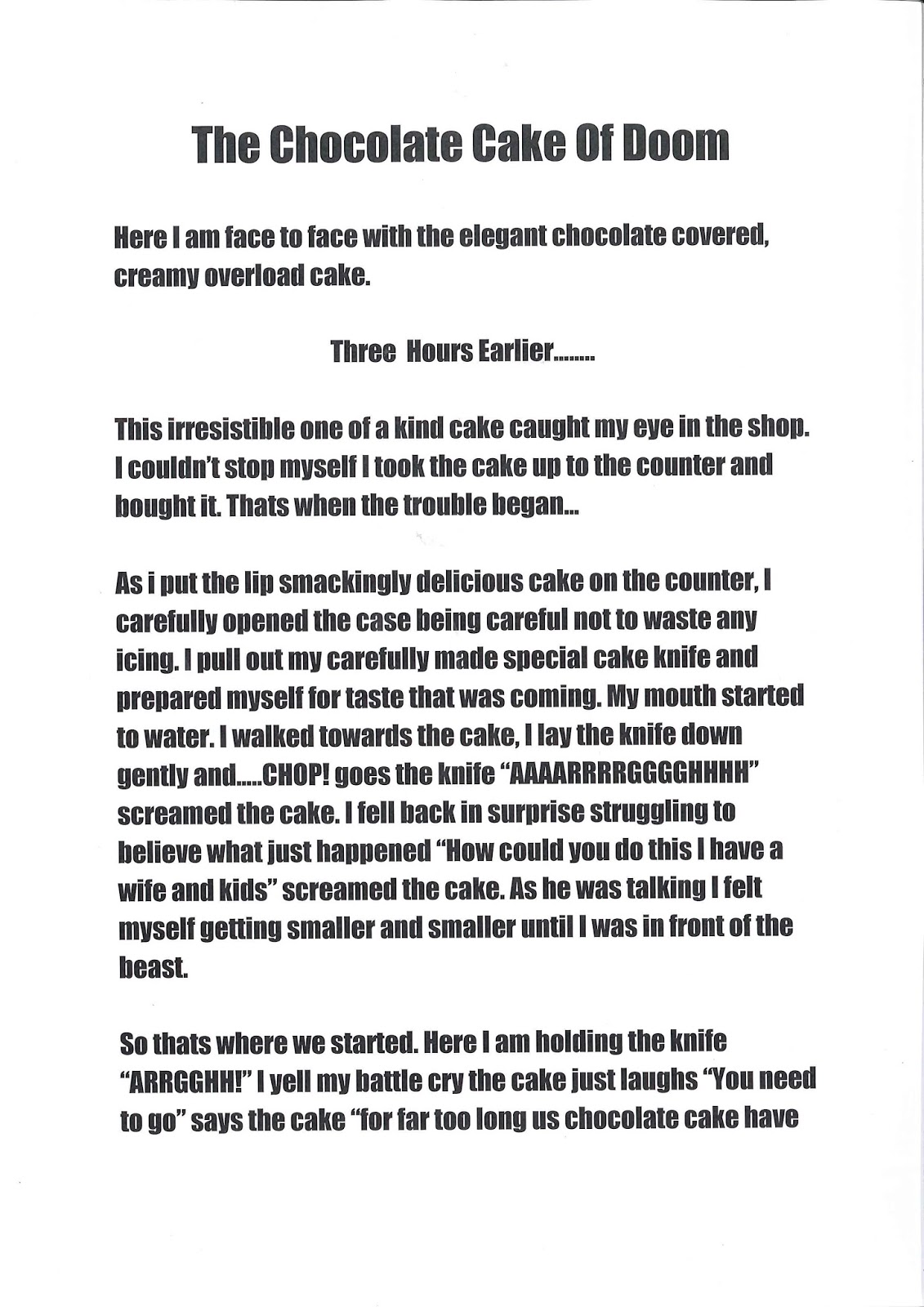 Makarewa School Room One Poems on Chocolate Cake