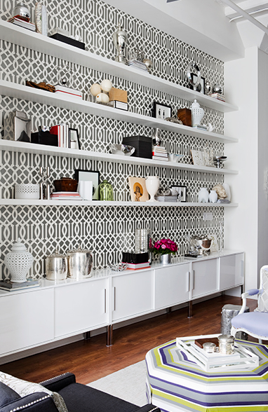 Why Hanging Wallpaper On Bookshelves Is The Best Idea