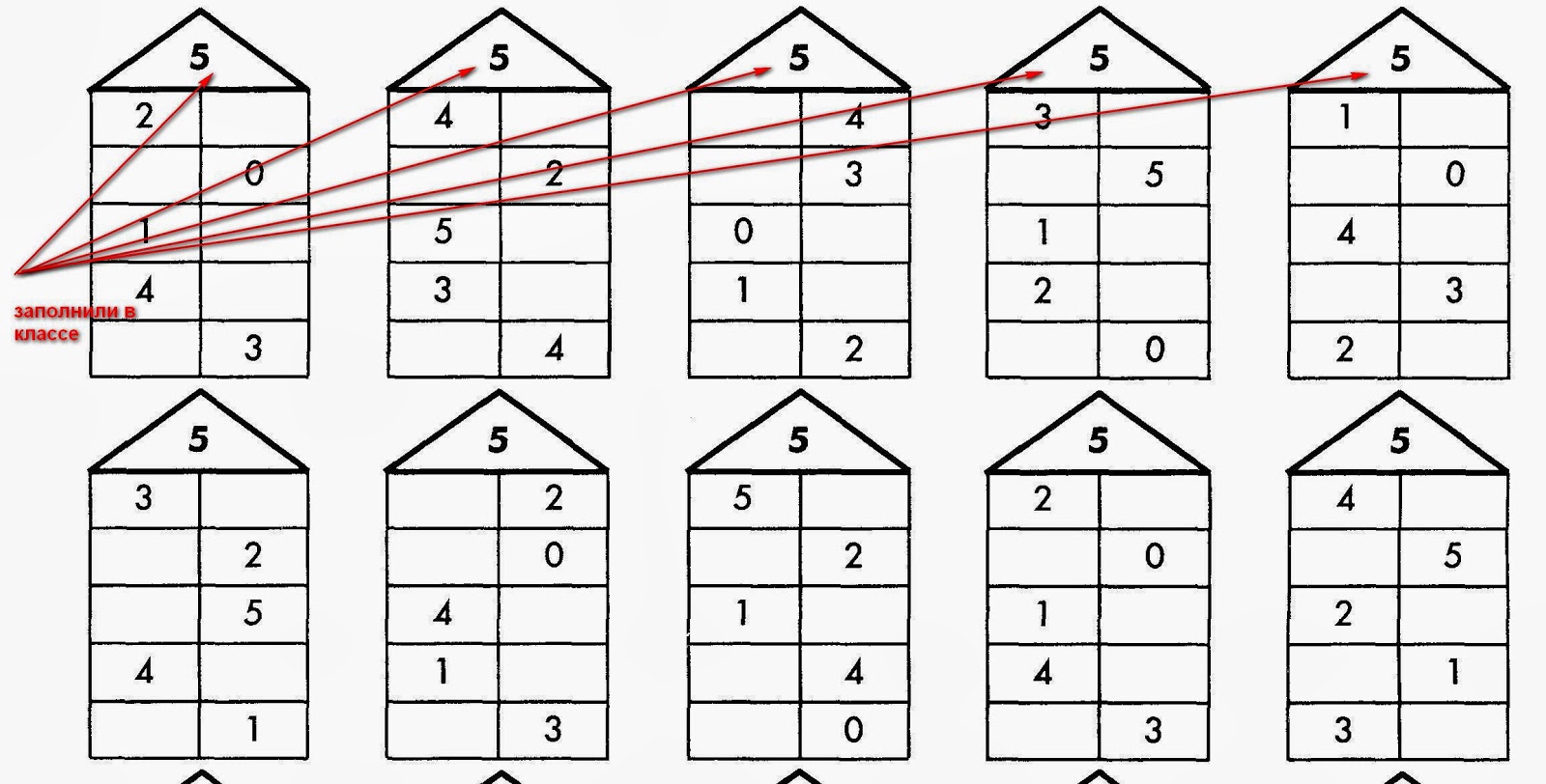 Включи состав числа 4. Состав числа 5 засели домики. Засели домик состав числа 10. Числовые домики Петерсон. Числовые домики состав числа 5.