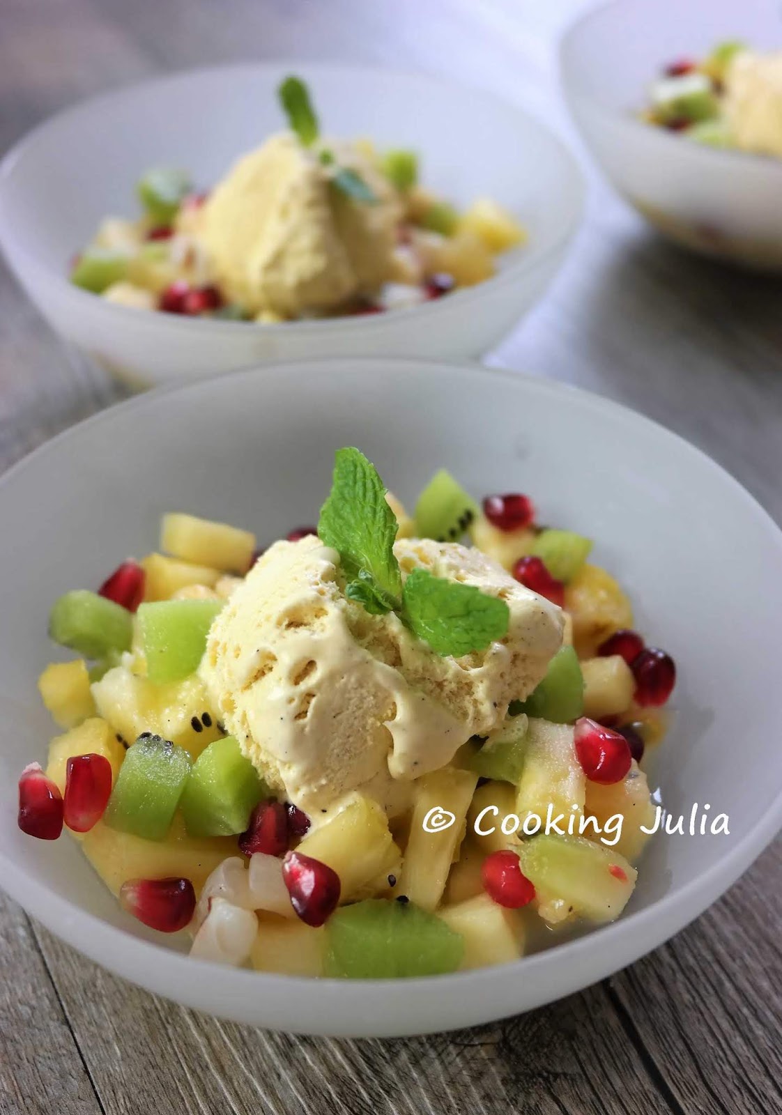 COOKING JULIA MACÉDOINE DE FRUITS TROPICAUX À LA VANILLE