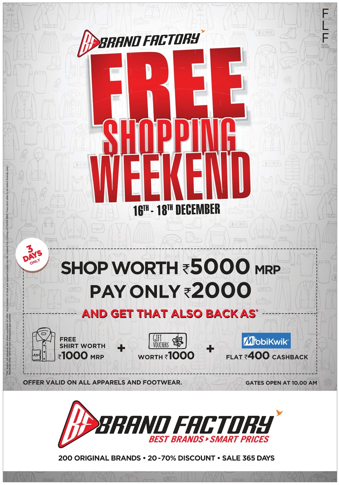 Brand Factory Free shopping weekend December 2016 christmas sale