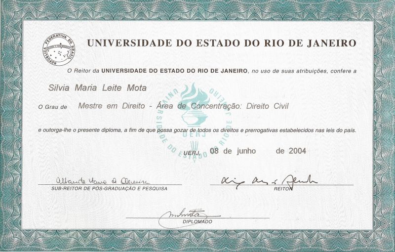 Mestre em Direito Civil - Universidade do Estado do Rio de Janeiro
