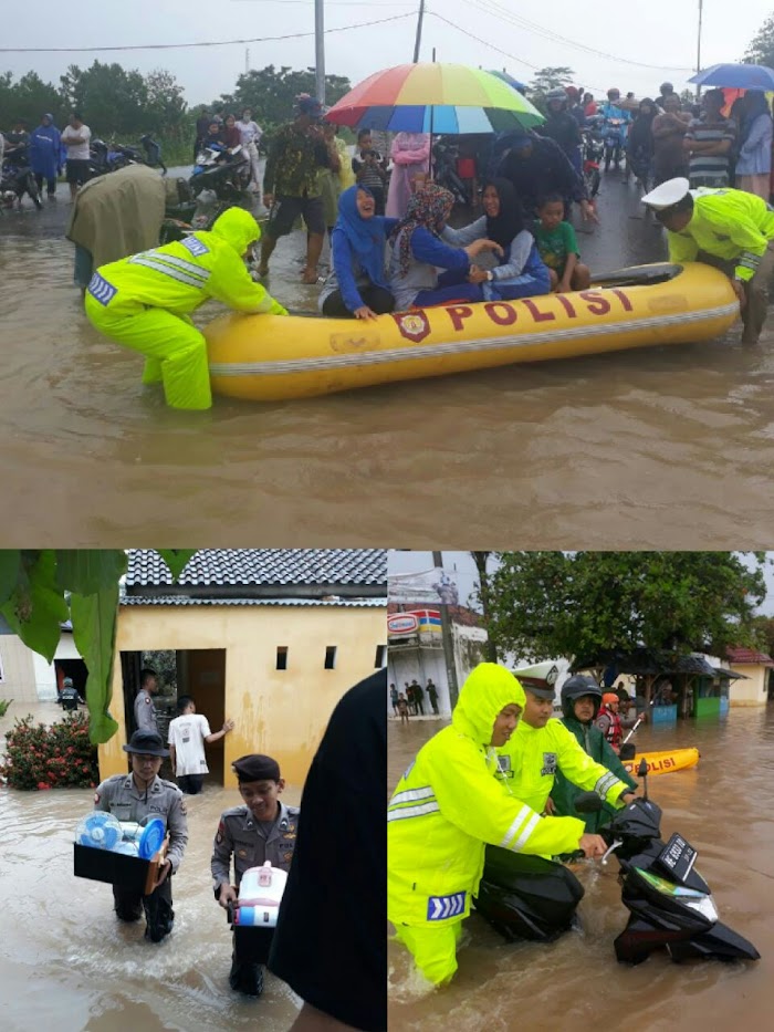 Polres Lamtim Bantu Korban Bajir