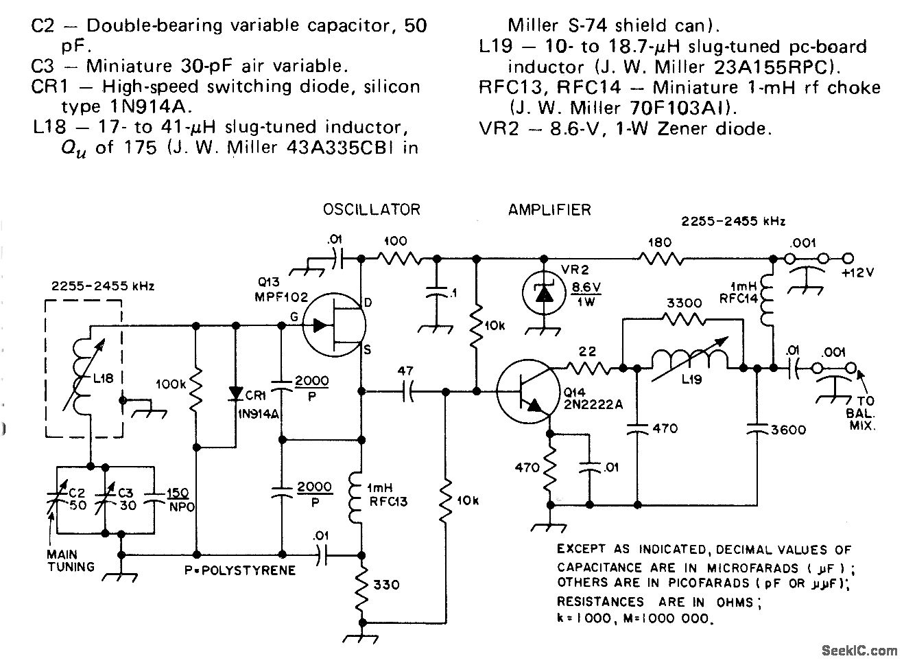 Radio receivers 2255 2455 kHz local oscillator (VFO)