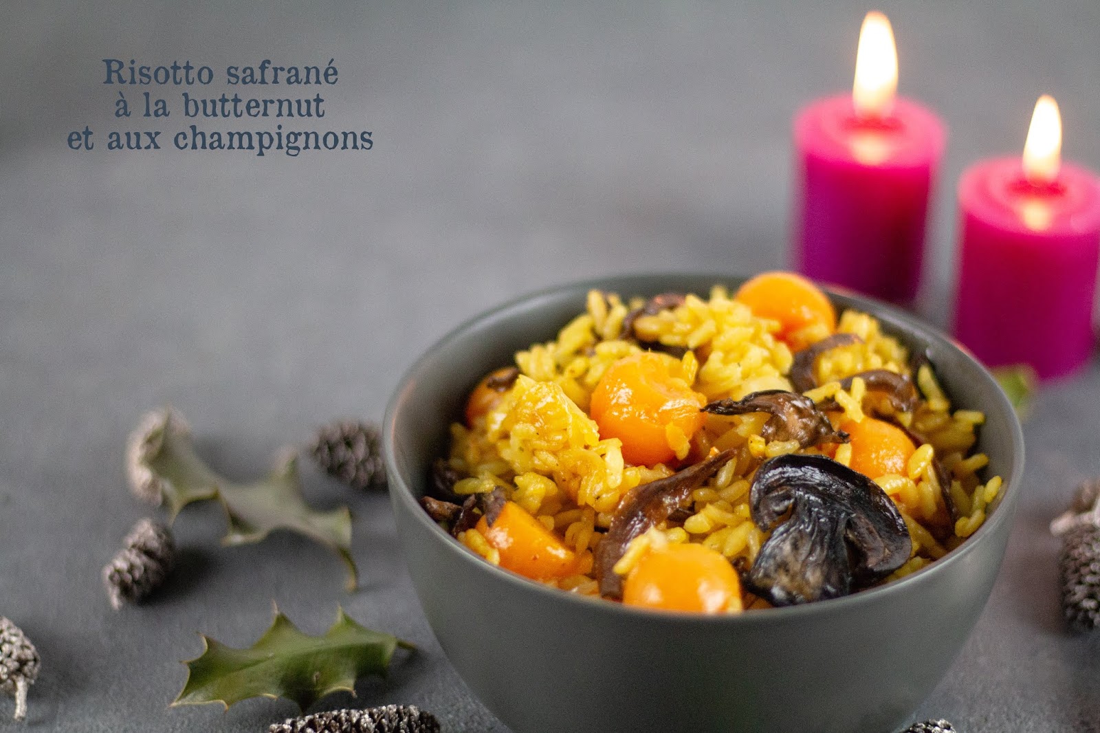 Risotto safrané à la butternut et aux champignons