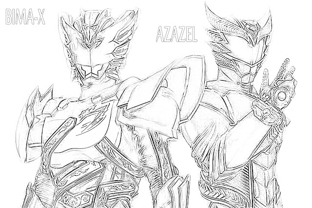 gambar mewarnai Bima-X dan Azazel