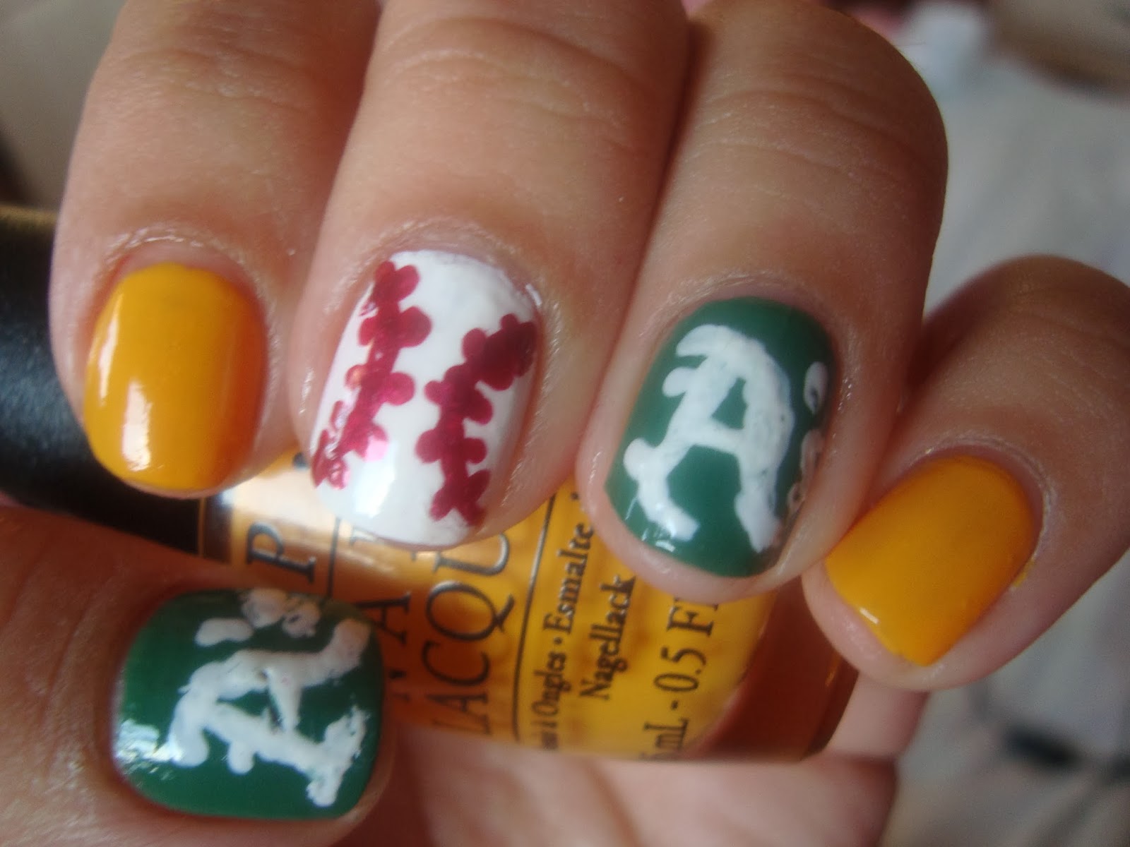 Sports Nail Tutorial Oakland Athletics a nail tale