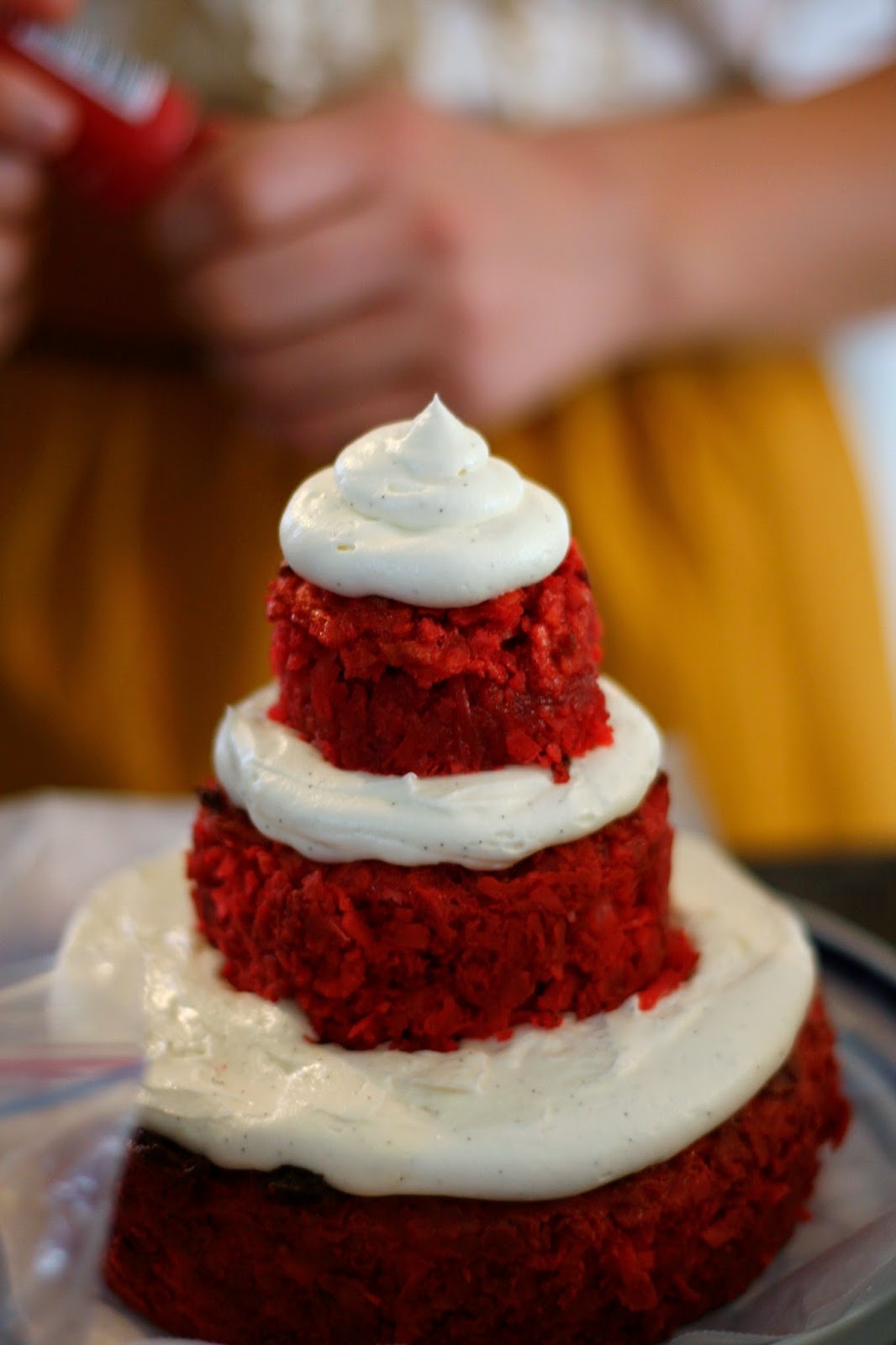 Indigo Scones Mini Tiered Red Velvet Macaroon Cake