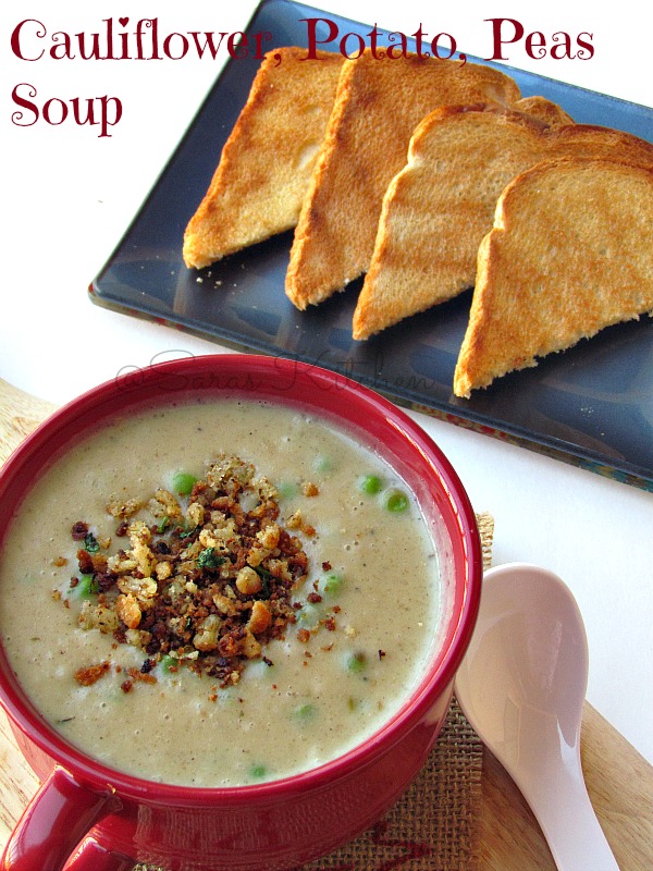 Creamy Cauliflower Potato Peas Soup / Aloo Gobi Mutter Soup