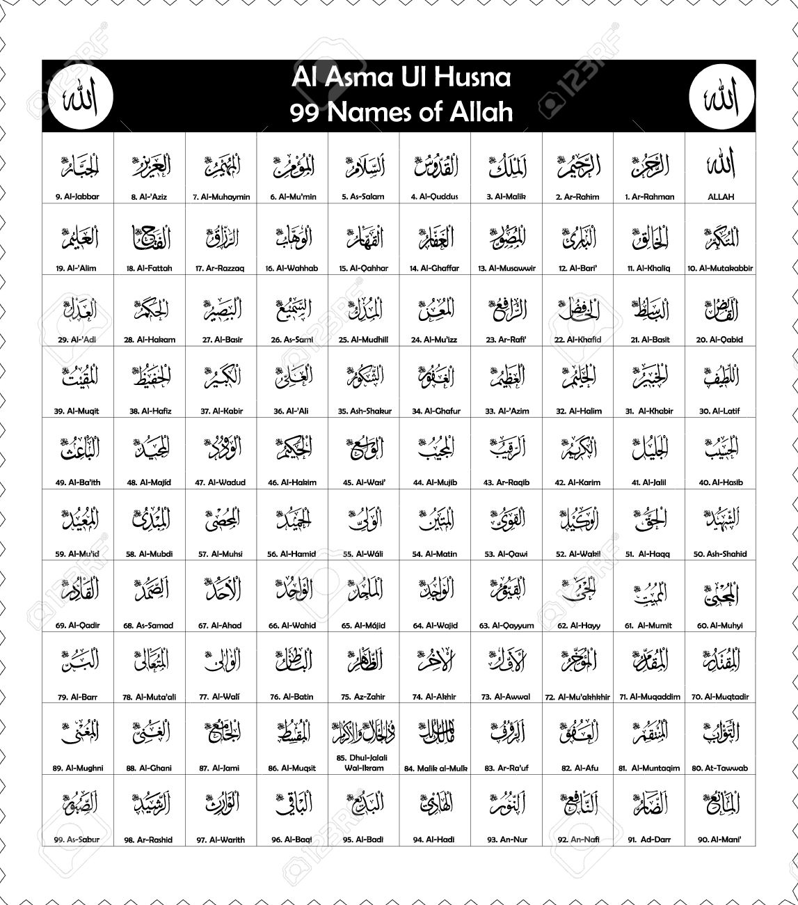 Islamic Info Asma  al  Husna  The Most Beautiful Names of 