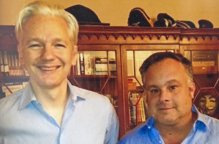 Trevor FitzGibbon with Julian Assange