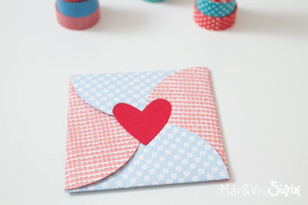 San Valentín, sobre hecho con círculos de papel