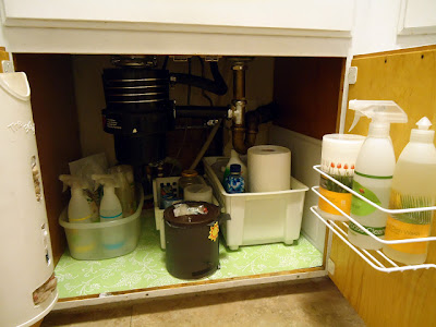 kitchen under sink Shaklee paper towels