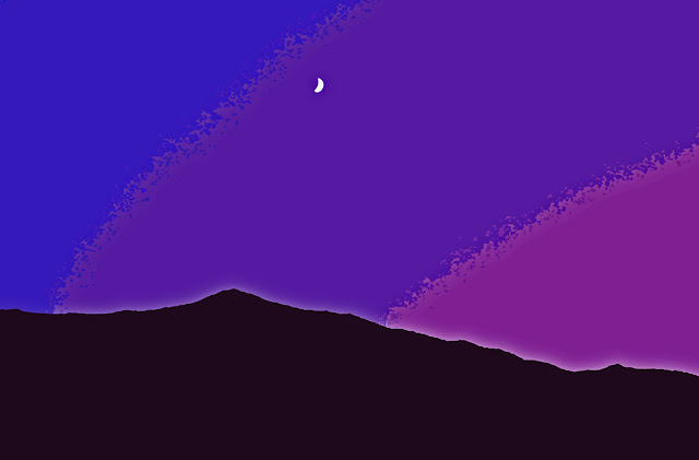 background of a dark violet sky with half moon