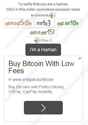 Click in order Bitcoin captcha