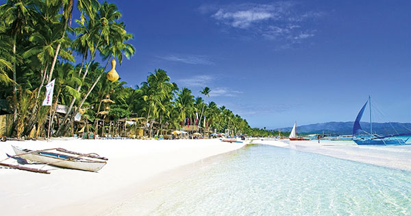 White sand beach in Boracay, Philippines