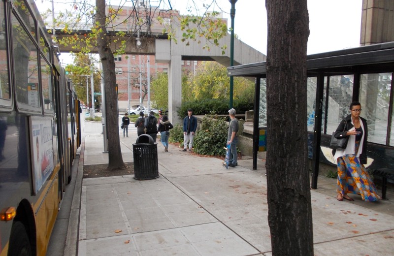 Bus stop with no direct access
