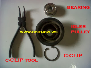 Bearing, Idler Pulley dan C-Clip Tool 