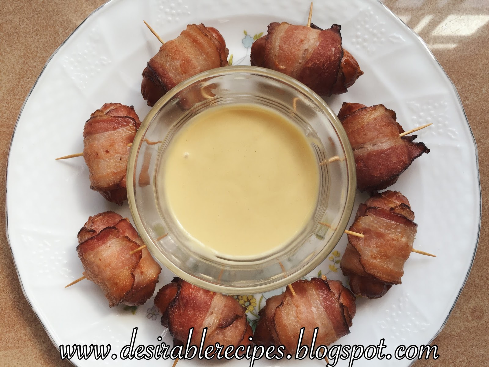 Cocktail Sausage Wrapped with Bacon & Honey Mustard