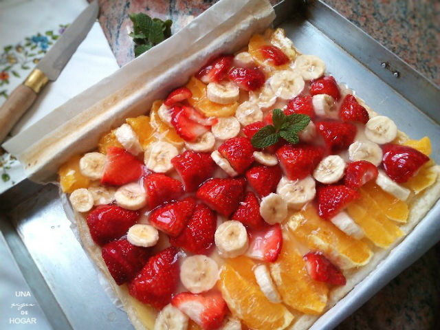 Tarta de hojaldre con frutas, recetas con fresas